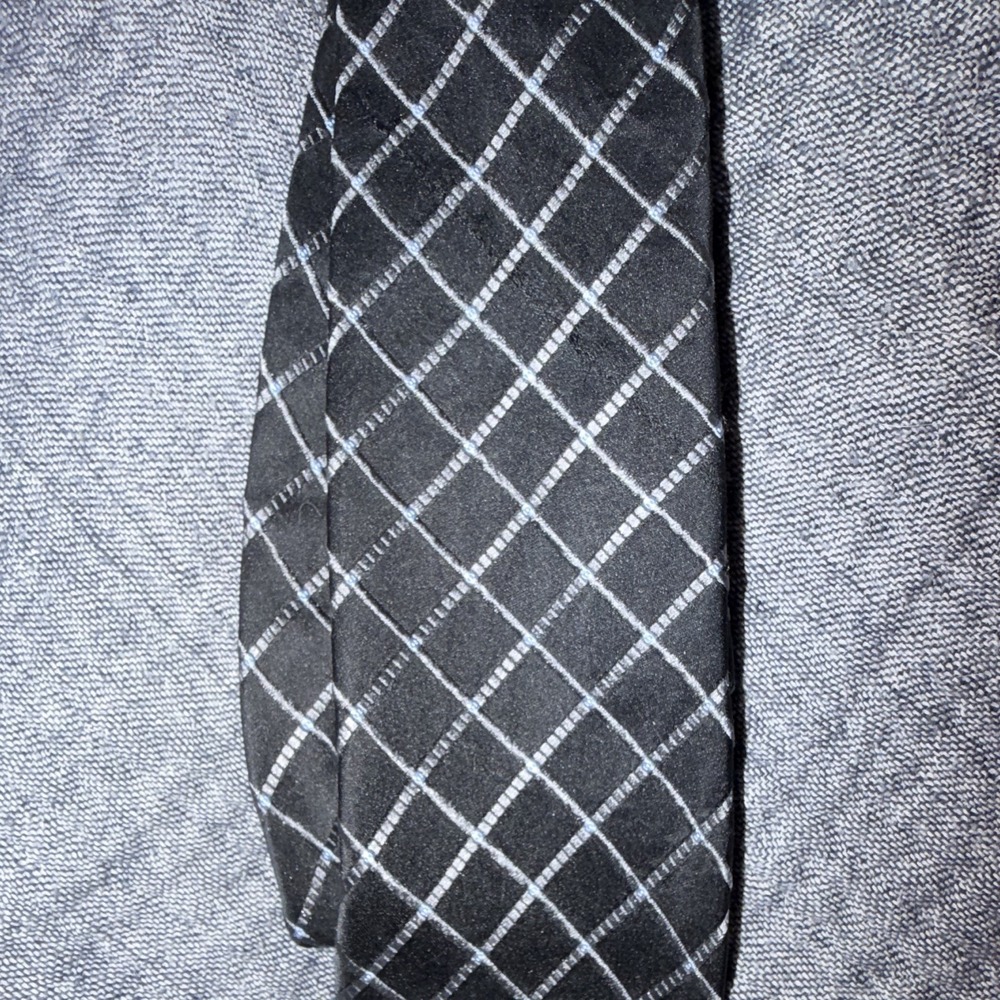 Geoffrey Beene Men's Black & Gray Plaids Checks Pattern Necktie Tie